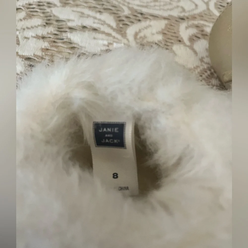 Janie and Jack Faux Fur Slippers with Fur Trim